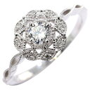 プラチナ エンゲージリング ダイヤモンド 0.25ct 指輪 取り巻き 花 アンティーク 結婚 サプライズ pt900 工房直販 日本製