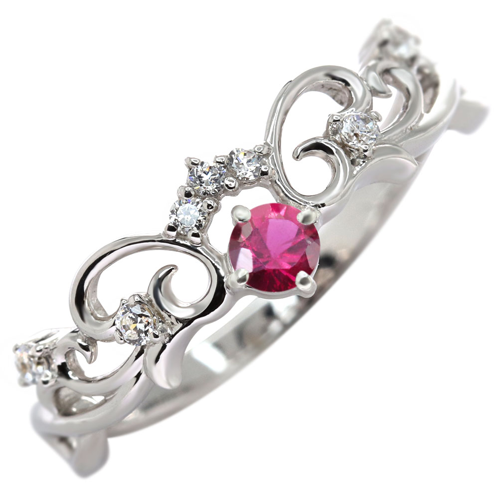 Ruby - プラチナ リング ルビー pt900 指輪 レディース ルビーリング 7月誕生石 プラチナリング 唐草 プリンセス クラウン ウェーブリング 職人仕上げ 記念日 プレゼント ギフト 母の日