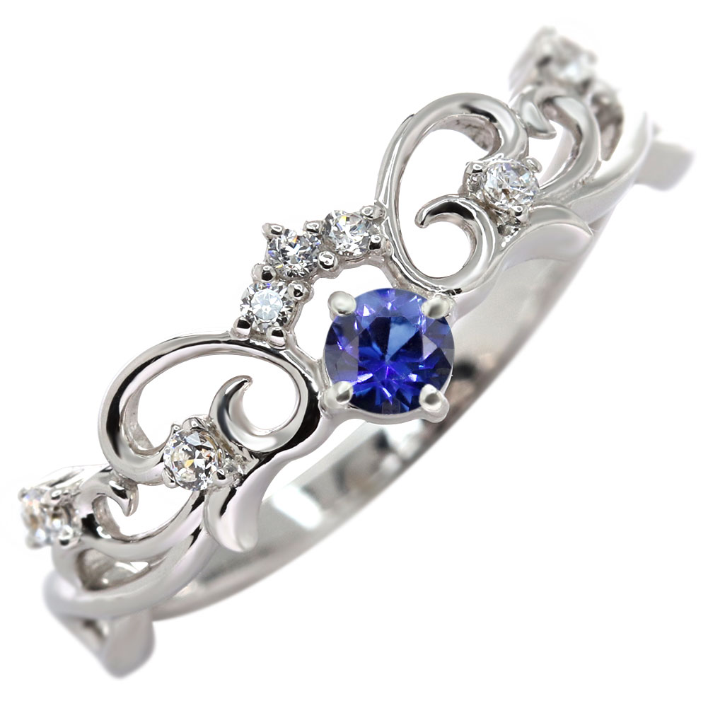 リング レディース シルバー925 指輪 サファイア アラベクス サファイアリング SV925 シルバーリング 唐草 模様 ツル ティアラ プリンセス 9月誕生石 アンティーク調 フェミニン ホワイトデー