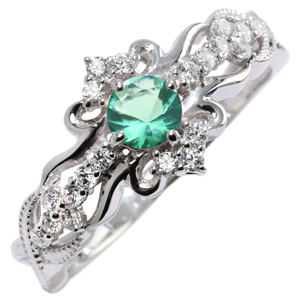 リングエメラルドプラチナ指輪レディ...