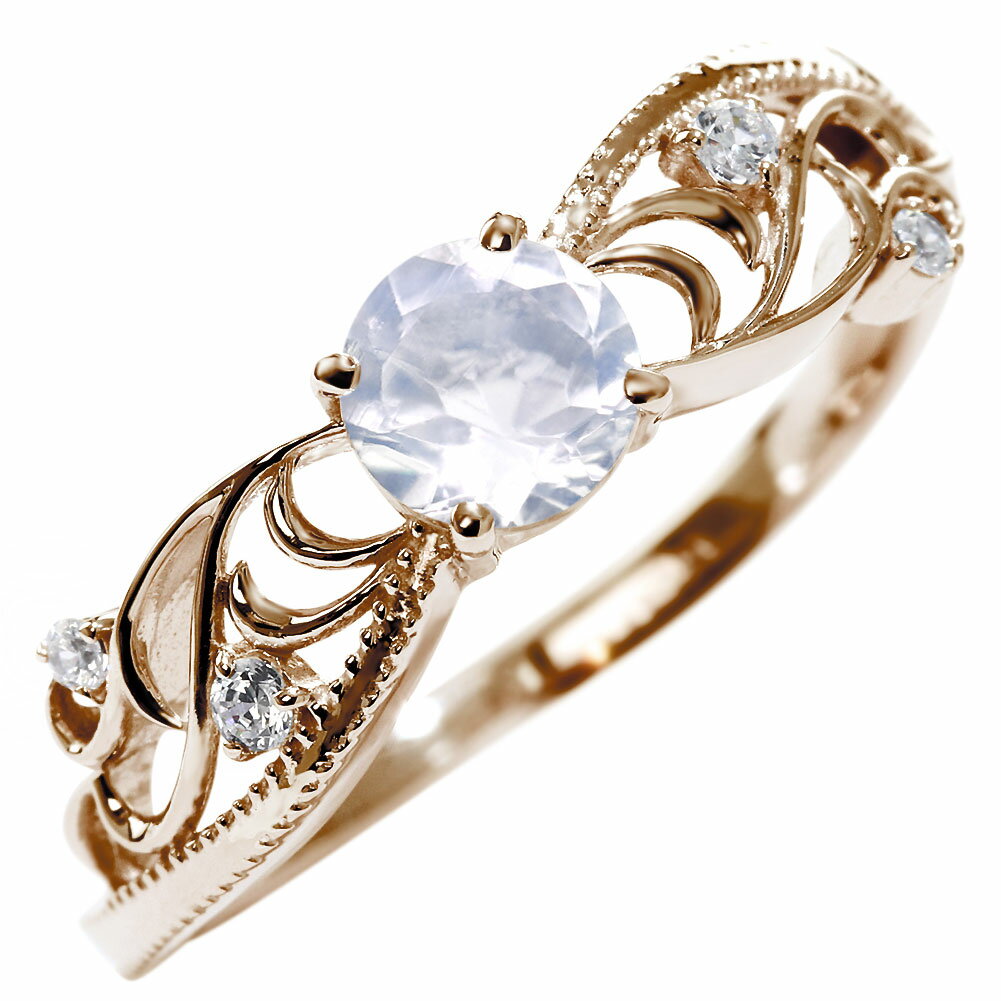 リング 6月誕生石 10金 指輪 ブルームーンストーン レディース 10K アラベスク S字 唐草 エアリー 羽 k10 上品 エレガント人気 6月 かわいい おしゃれ ジュエリー ギフト 女性用 誕生石 フォーマル