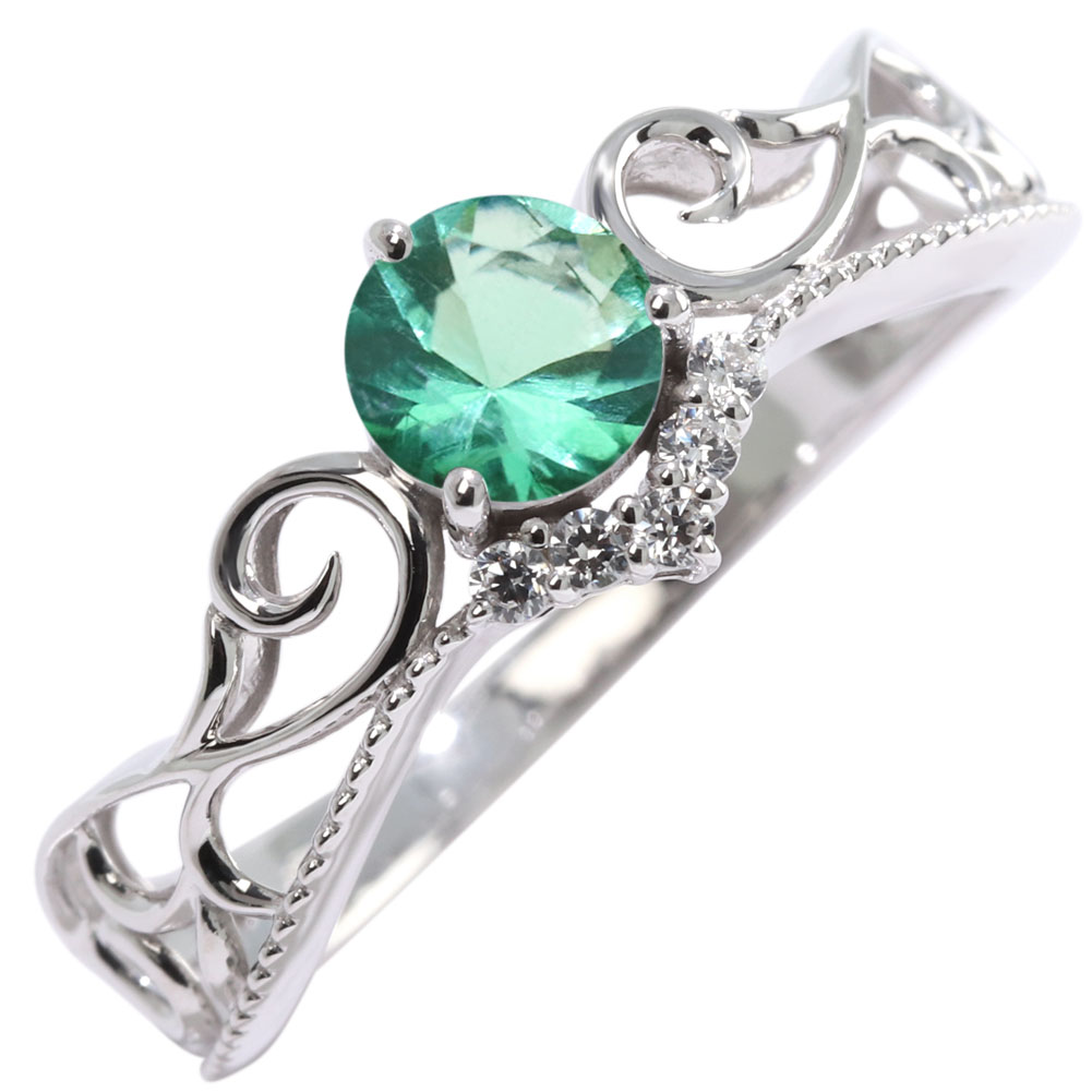 5月誕生石 指輪 シルバー リング エメラルド SV925 レディース ティアラ 透かし 模様 ミル V字 アラベスク 唐草 5月 ホワイトデー クリスマスプレゼント ご褒美 高見え 普段使い 母の日 還暦祝