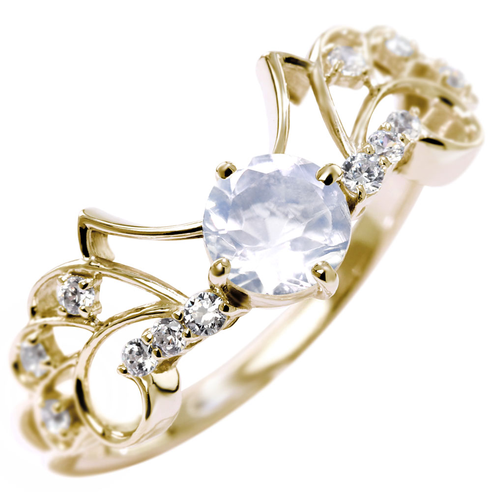 6月誕生石 指輪 18金 リング ブルームーンストーン レディース 18k小悪魔の羽 ウィング フェアリー かわいい 6月 ハロウィーン 小悪魔系 綺麗 上品 大人 女性 クリスマス プレゼント 天使&悪魔の翼リング