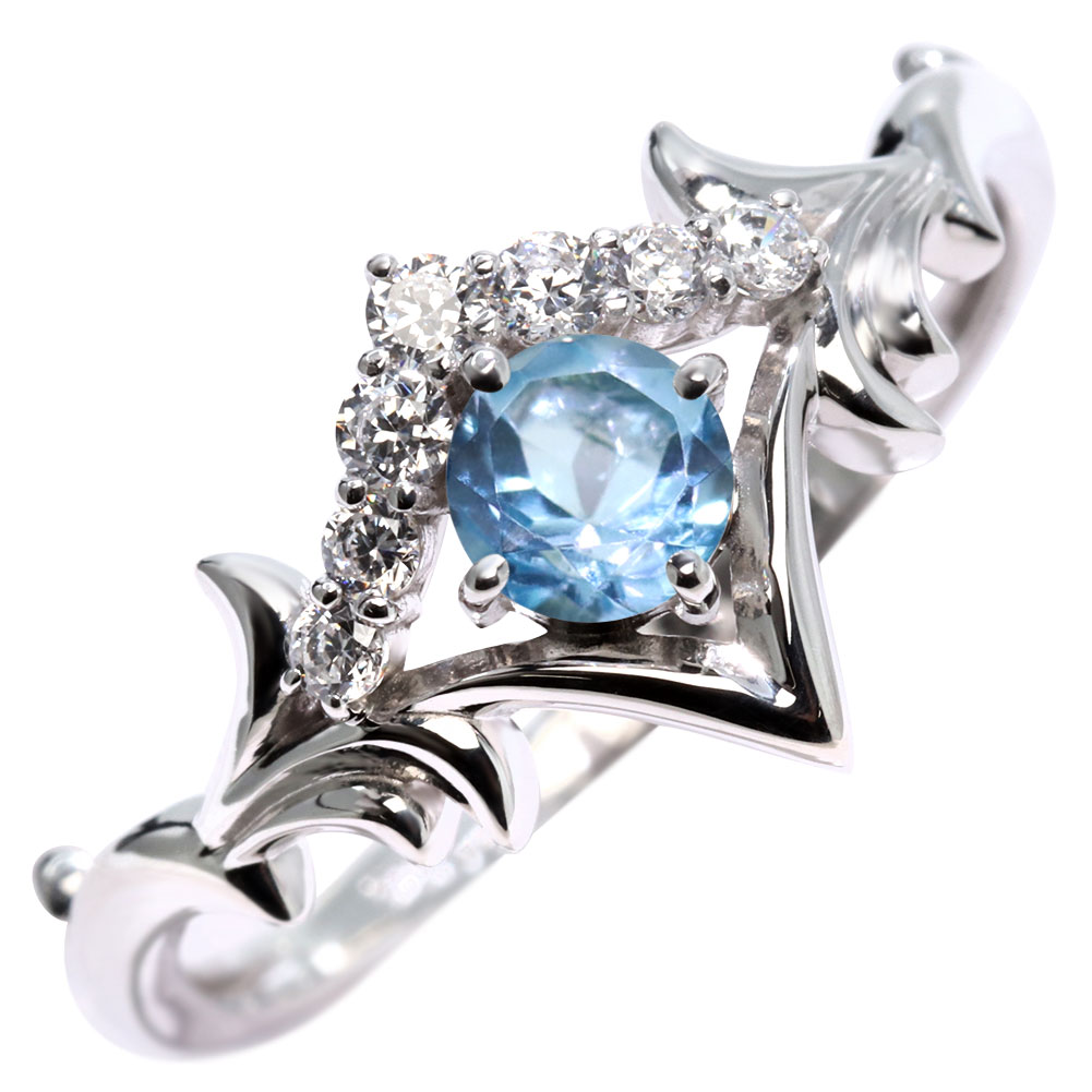 Topaz - ブルートパーズ 指輪 リング プラチナ レディース 誕生石 11月 ティアラ モチーフ ジュエリー 大人 妻 彼女 プレゼント 女性 母の日 ギフト