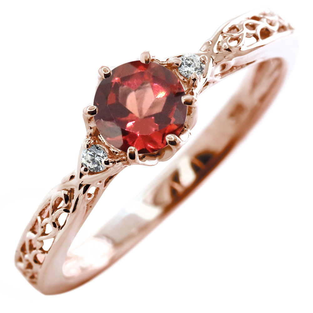 Garnet - リング ガーネット 指輪 10金 K10 ガーネットリング フラワー レディース 10K 1月誕生石 誕生石リング アラベスク 10金リング 花 クラウン フラワーモチーフ 人気 可愛い 大人女子 ご褒美 キレイ フォーマル 母の日