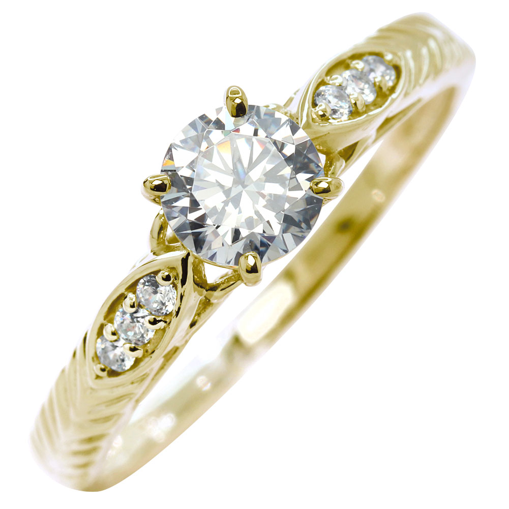 婚約指輪 ダイヤモンド 0.5ct K18 ゴールド 指輪 高品質 リーフ柄 唐草 透かし 18金リング プロポーズ 彼女 結婚 エレガント 高品質ジュエリー