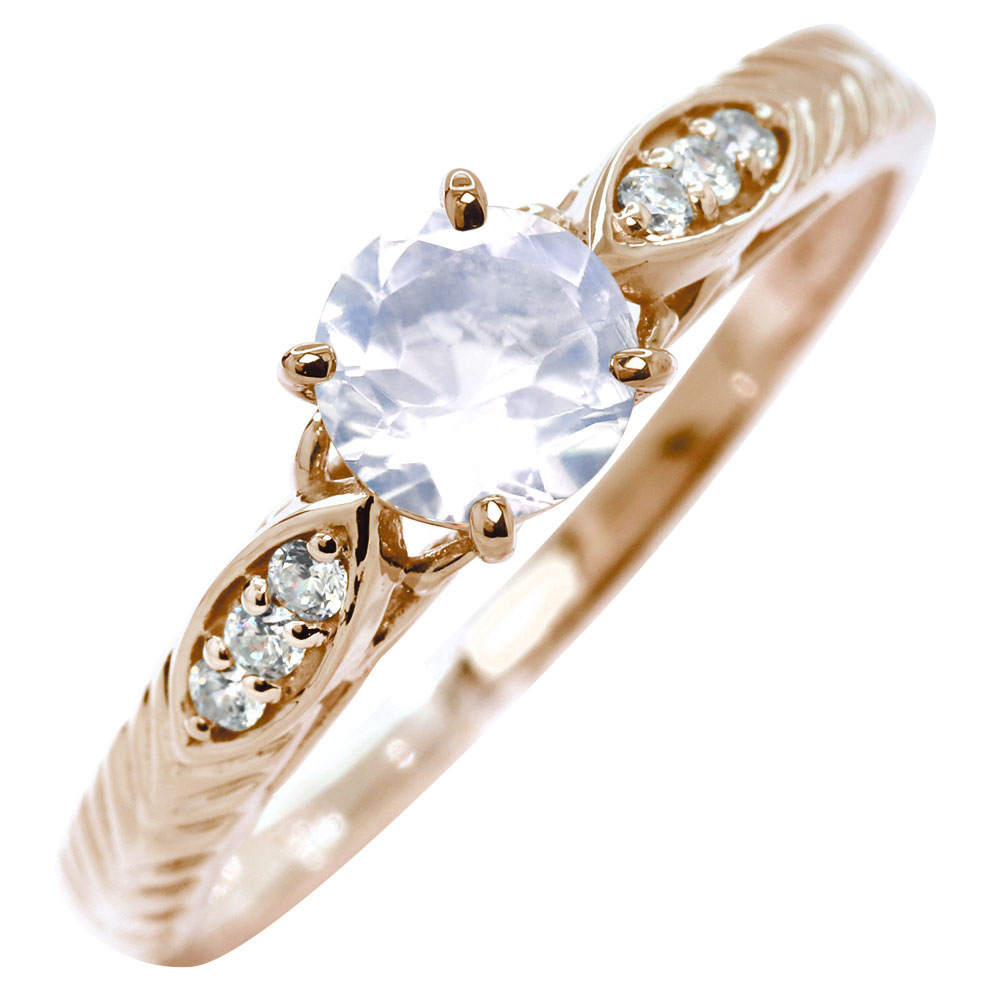 レディース ブルームーンストーン リング K18 ゴールド 大粒 誕生石 6月 透かし 唐草 リーフ風 ジュエリー アンティーク 高級感 記念日 誕生日 ギフト プレゼント