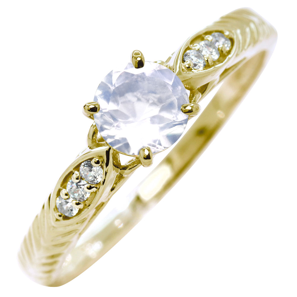 ブルームーンストーン 指輪 レディース 10金 6月 誕生石 大粒 リーフ模様 透かし 唐草 葉 エレガント 上品 天然石 アンティーク かわいい 人気 プレゼント ギフト