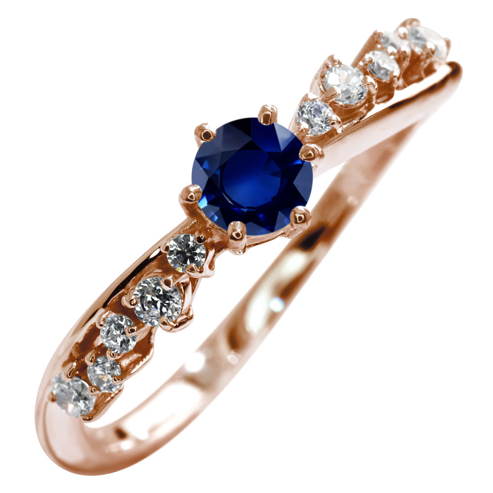 Sapphire - 18金 リング レディース 指輪 K18 ゴールド ピンクゴールド サファイア 天然石 9月誕生石 女性 プレゼント 誕生日 記念日 ギフト ジュエリー