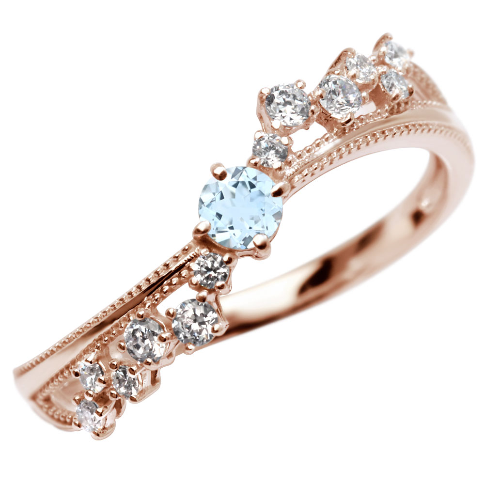 Aquamarine - リング レディース 指輪 18金 K18 アクアマリンサンタマリア 天然石 S字 エレガント 高級感 3月誕生石 大人女子 オフィスカジュアル 結婚式 パーティー 記念日 日本製 地金 工房直販 ブランド 上品
