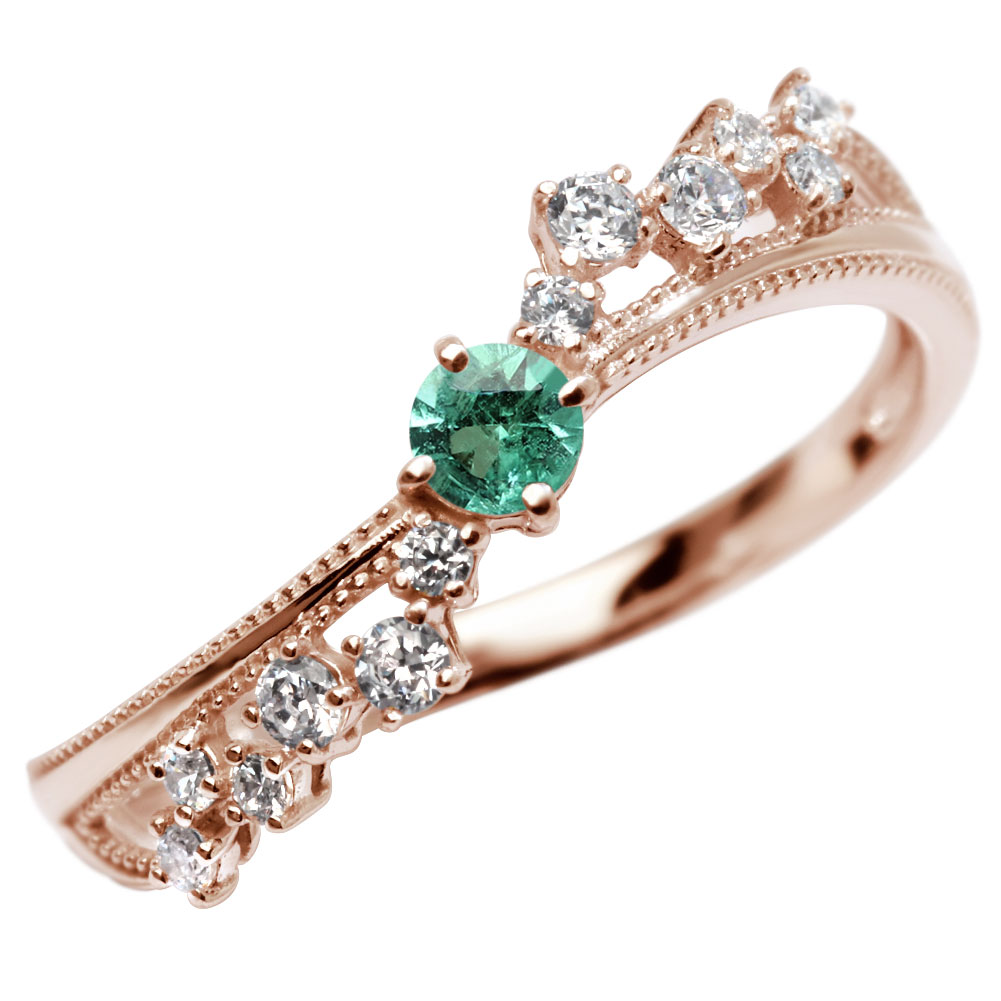 Emerald - リング レディース 指輪 18金 K18 エメラルド 天然石 S字 エレガント エメラルドリング 高級感 5月誕生石 大人女子 オフィスカジュアル 結婚式 パーティー 記念日 日本製 地金 工房直販 ブランド 上品
