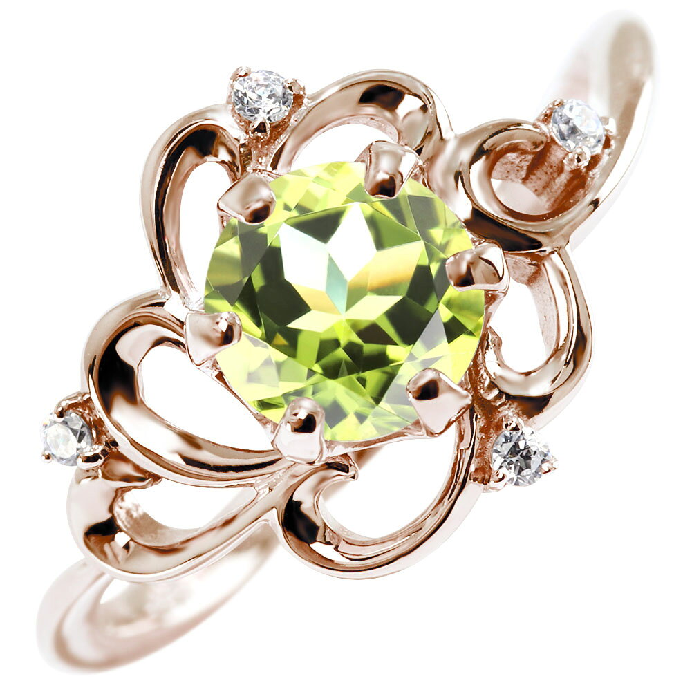 Peridot - リング レディース 18金 指輪 K18 ペリドット 天然石 誕生石 8月誕生石 ペリドットリング フォーマル 結婚式 パーティー デート フラワーモチーフ 花 エレガント 気品 高級 豪華 華やか 大人女子 ご褒美 アニバーサリー 日本製
