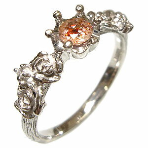 ストロベリークォーツ リング K18 薔薇 王冠 指輪