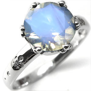 ロイヤルブルームーンストーン リング K10王様の王冠クラウン ユリの紋章 彫刻入り リング【プラチナ変更可能/】