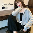 パーカー レディース ミニ丈 ジップパーカー 韓国ファッション トップス 秋 冬 おしゃれ オルチャンファッション ジップアップ アウター ジップアップパーカー...