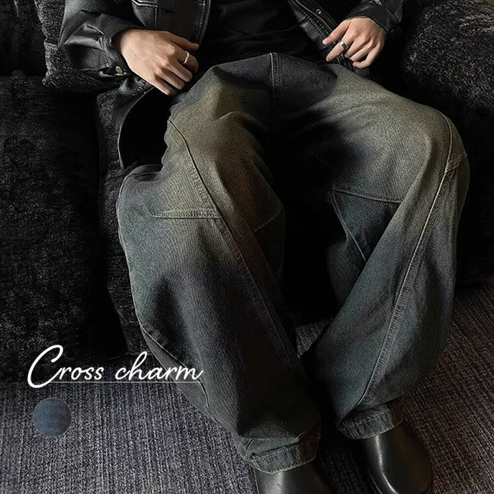 樂天商城 - 【50％offクーポン/4H限定】デニム ヴィンデージ パンツ デニムパンツ レディース ワイドパンツ ワイド 大きいサイズ ジーンズ ジーパン ボトム 体型カバー ボトムス ストレート ズボン ゆったり ハイウエスト ゴム ダメージ ウォッシュ