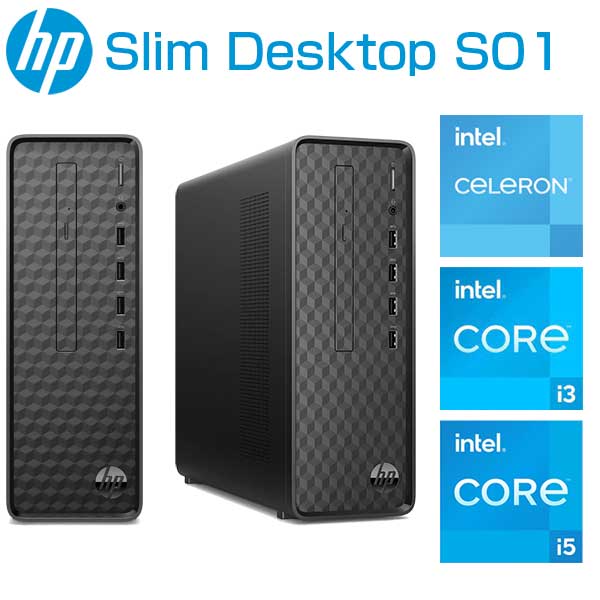 HP Slim Desktop S01-pF200jp 3000jp メモリ 16GB SSD 256GB DVDスーパーマルチ Windows11 選べるスペック Celeron G6900 / Core i3 13100 / Core i5 13400 デスクトップ パソコン 新品 キーボード マウス 付き