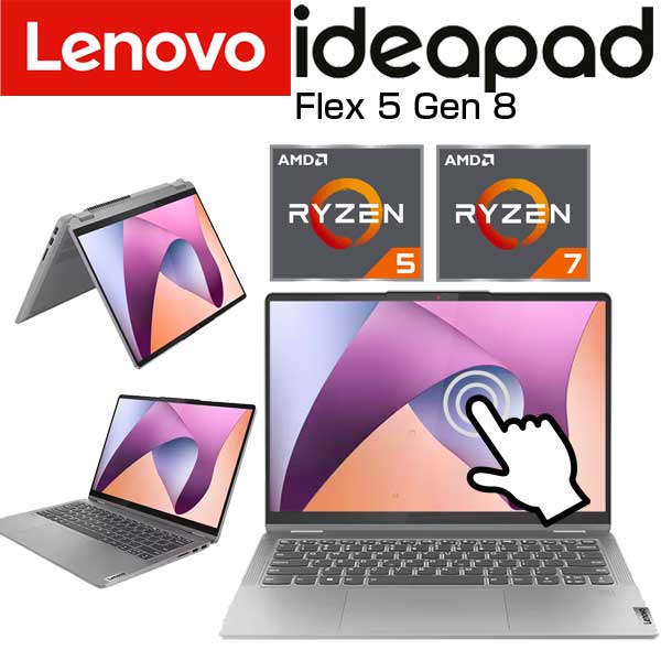 lenovo 2in1ノートパソコン IdeaPad Flex 5 Gen 8 14.0インチ WUXGA IPS タッチパネル メモリ 16GB 選べる CPU AMD Ryzen 5 7530U / 7 7730U SSD 512GB / 1TB OS WIndows11 Home / Pro Ofiice…