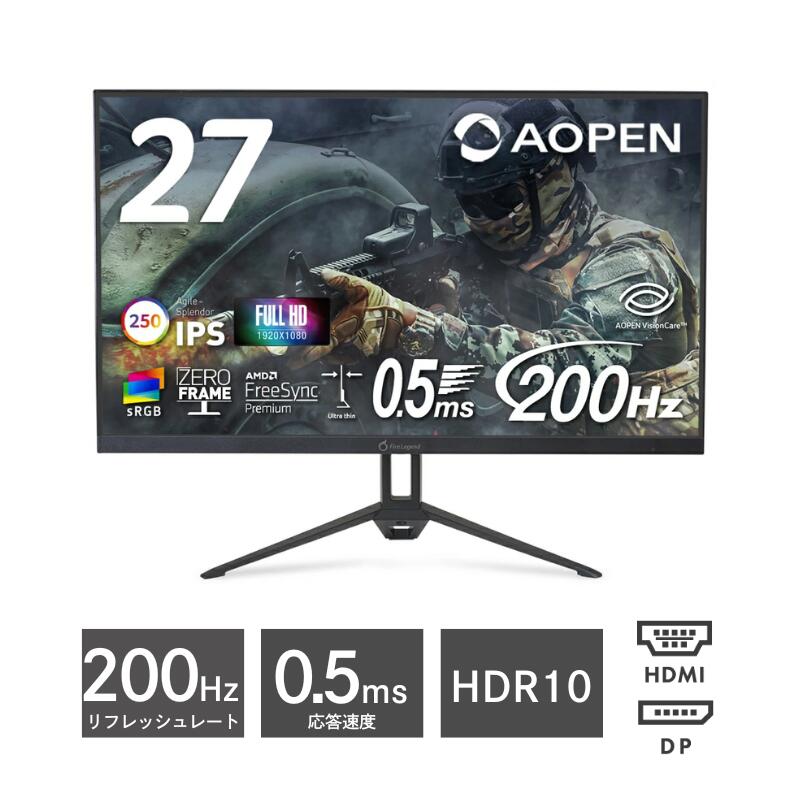 Rakuten - 【ポイント最大32倍&89％OFF】 Acer ( エイサー ) 27型 ワイド インチ フルHD ( 1920×1080 ) IPS パネル ノングレア LEDバックライト ディスプレイ AOPEN ( 27KG3X1bmipx ) モニター 200Hz 27インチ HDMI Displayport【キズあり】