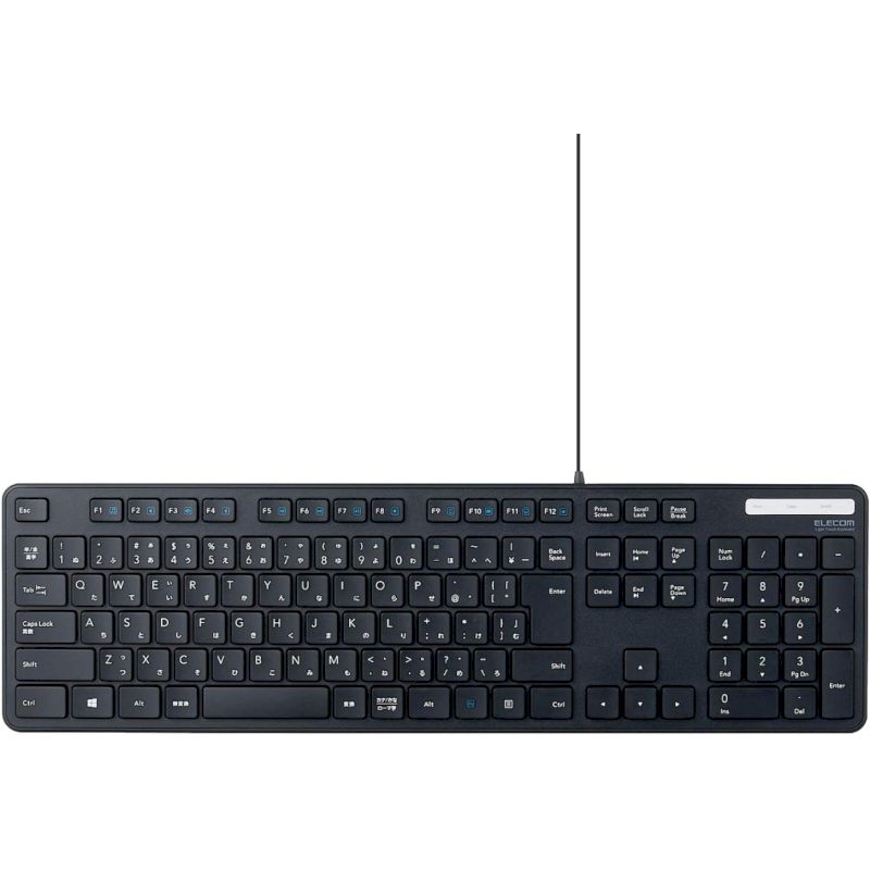 Rakuten - エレコム キーボード 有線キーボード 薄型 メンブレン式 抗菌 フルサイズ ブラック 新品 入力機器 テンキー付き TK-FCM108KBK 【代引不可/時間指定不可】
