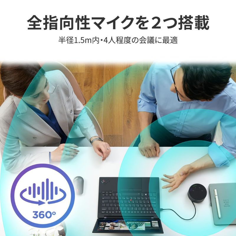 【ポイント最大28倍】 スピーカーフォン 会議用 スピーカー マイク USB Type-C 360...