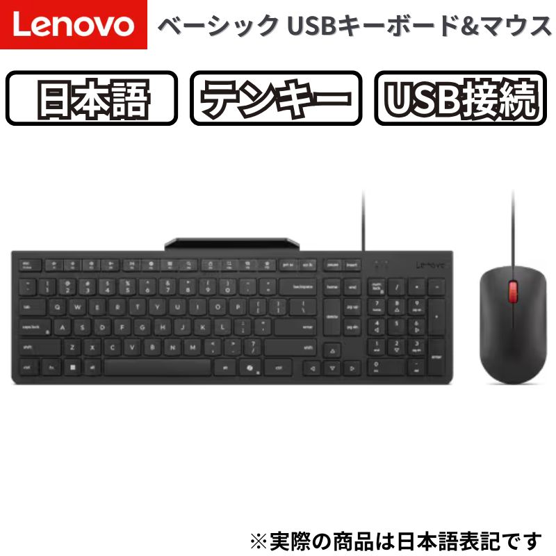Lenovo ベーシック USBキーボード マウス セット 日本語配列 有線 USB Type-A 109キー 撥水設計 2000DP..