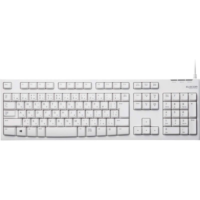 Rakuten - エレコム キーボード メンブレン式キーボード 108キー USB 1000万回高耐久 ホワイト Rohs 新品 入力機器 テンキー付き TK-FCM064WH/RS 【代引不可/時間指定不可】