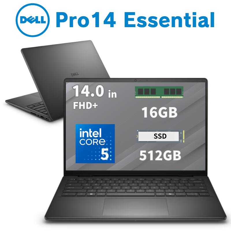 Dell 14型 ノートパソコン Dell Pro 14 essential CPU intel Ore 5 120U メモリ 16GB SSD 512GB Windows 11 Pro 頑丈 持ち運び デル ノートPC 新品 NBLA152-012N1