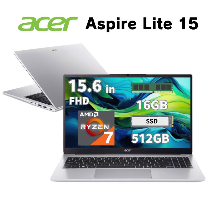 [Up to 31x Points & Full Refund Lottery] Acer 15.6-inch Laptop Aspire Lite 15 CPU AMD Ryzen7 5700U 16GB Memory 512GB SSD Windows 11 Home Full HD Display Webcam Wireless LAN Acer Notebook PC AL15-41P-F76Y [Manufacturer Certified Refurbished Product]