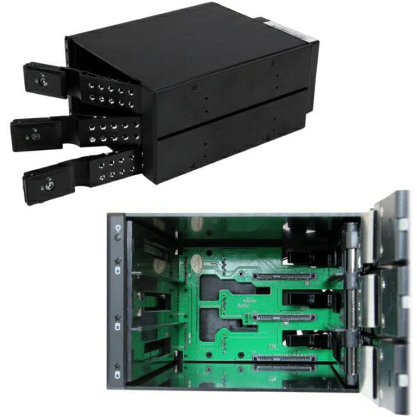 StarTech.com 3x 3.5インチ SAS 2.0/SATA 3.0ハードディスクドライブ対応モバイルラック インナートレイ不要 ホットスワップ対応 2x 5インチベイ搭載HDDリムーバブルラック HSB3SATSASBA