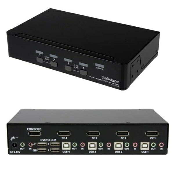 StarTech.com 4ポートDisplayPort KVMスイッチ オーディオ対応 2ポートUSB 3.0ハブ ディスプレイポート接続CPU・PCパソコン切替器 SV431DPUA