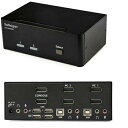 StarTech.com 2ポートDisplayPortデュアルモニター対応KVMスイッチ 4K/60Hz対応 3.5mmオーディオ(スピーカー&マイク)対応 ...