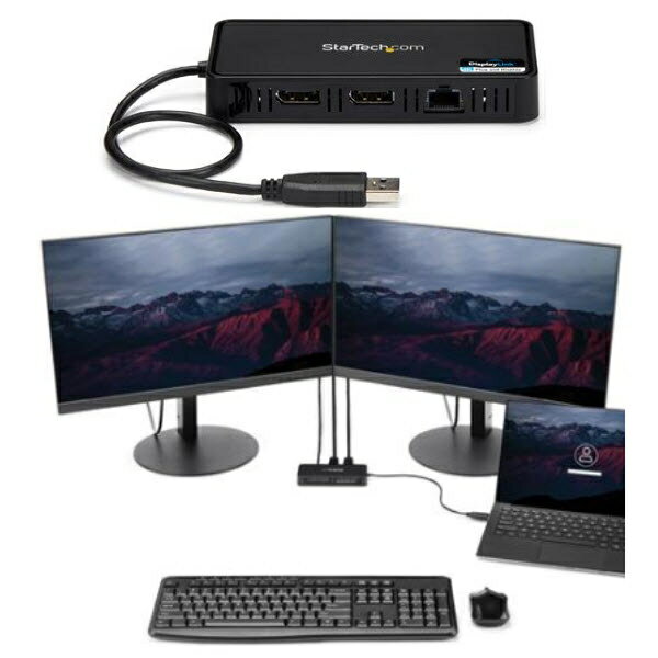 【最大30,000円OFFクーポン対象店】 StarTech.com USB 3.0接続 ミニ ドッキングステーション Mac/Windows対応 デュアルDisplayPortモニタ対応 4K/60Hz ギガビットイーサネットポート USBA2DPGB