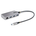 StarTech.com USBハブ/USB Type-A 接続/イーサネットアダプター内蔵/5Gbps/3ポートxUSB 3.2 Gen 1/バスパワー/3cm長尺ケーブル/USB 3. ポータブル RJ45 LAN 増設 拡張 スプリッター 5G3AGBB-USB-A-HUB