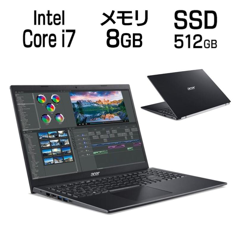 【 5月ずっとお得 ポイント2倍 】 15.6インチ フルHD Core i7 メモリ 8GB SSD 512GB Windows10 Acer エイサー Aspire 5 ( A515-56-H78Y/K ) ノートパソコン ノートPC パソコン WEBカメラ