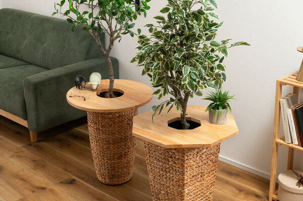 プランターテーブル サイドテーブル テーブル 木製 天然木 北欧 おしゃれ オクタゴン 多角形 八角形 鉢..