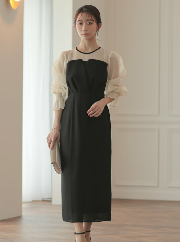 パーティードレス 即日発送 結婚式 二次会 服装 親族 披露宴 謝恩会 卒業パーティー ゲストドレス シフォンドレス 20代 30代 40代 プリカ 3-5201 オフ ブラック