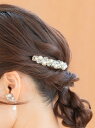 結婚式 ヘアアクセサリー 人気 お呼ばれ 謝恩会 ヘアアクセサリー バレッタ おしゃれ ヘアアクセサリー 日本製 7-25101 パール&ビジューバレッタ(大)(4)