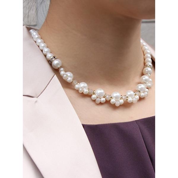 パーティーネックレス パールネックレス デザインネックレス レディース ネックレス お呼ばれ 結婚式 パーティー エレガント アクセサリー 3-24759のサムネイル