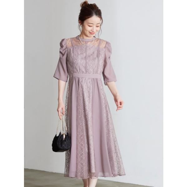 パーティードレス 結婚式 二次会 服装 親族 披露宴 謝恩会 卒業パーティー ゲストドレス レース シフォンドレス 20代 30代 40代 おしゃれ PLIQUA プリカ 3-5131 クラシックローズ