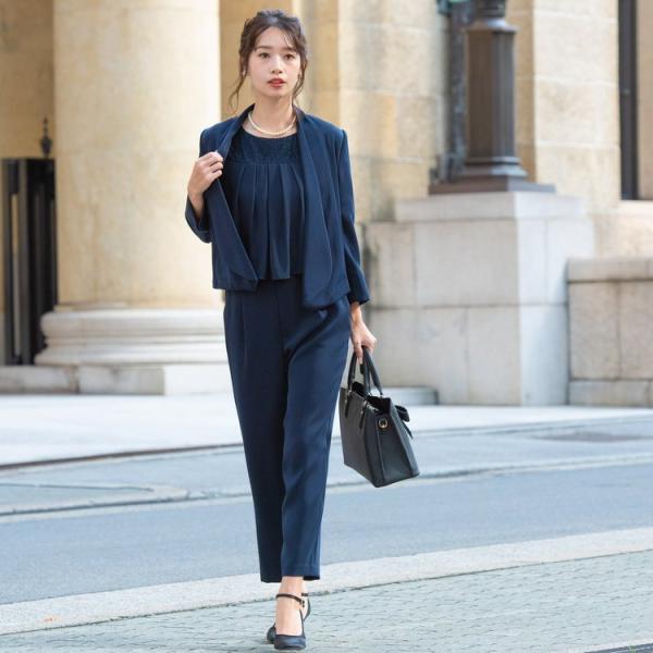 卒業式 セレモニースーツ パンツスーツ / レーススリーブパンツスーツ 2色 / 結婚式 フォーマル パーティー ママスーツ 30代 40代 50代 食事会 演奏会 成人式 同窓会 二次会