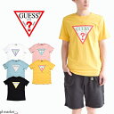 guess tシャツ ゲス GUESS Tシャツ クルーネック 三角ロゴ トライアングル シンプル プリント メンズ レディース ユニセックス 男女兼用 リンクコーデ ペア 半袖 ブランド ストリート 綿100％ ビッグ ピンク 黄色 黒 pink yellow black MJ2K9415