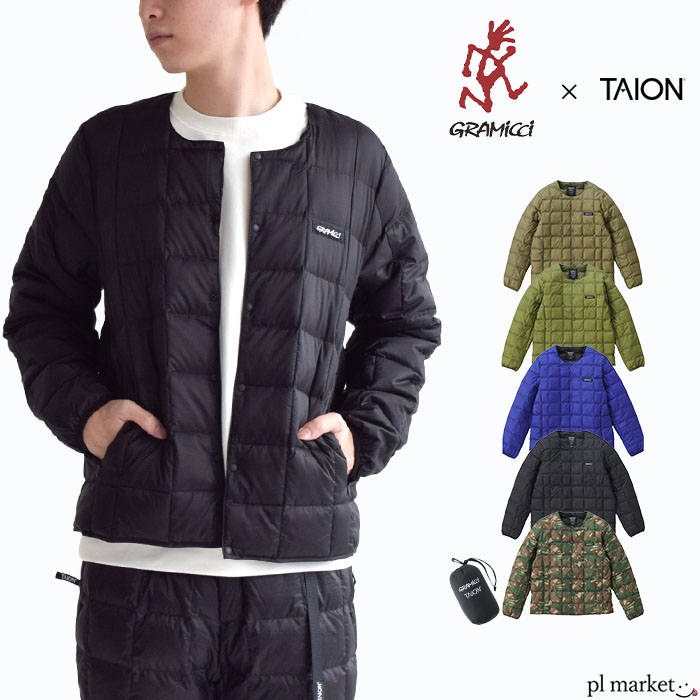 タイオン アウトドアジャケット メンズ 【10%OFF/ラスト1】GRAMICCI×TAION グラミチ タイオン INNER JACKET/タイオンインナージャケット インナー ダウン メンズ レディース 男女兼用 撥水 重ね着 長袖 軽量 収納 持ち運び 羽織り 家庭洗濯可 アウトドア タウンユース G2FU-J082-TG