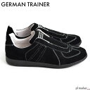 ジャーマントレーナー GERMAN TRAINER スニーカー スリッポン メンズ レディース ユニセックス 本革スウェード 春 夏 秋 冬 オールシーズン ブラック 42114