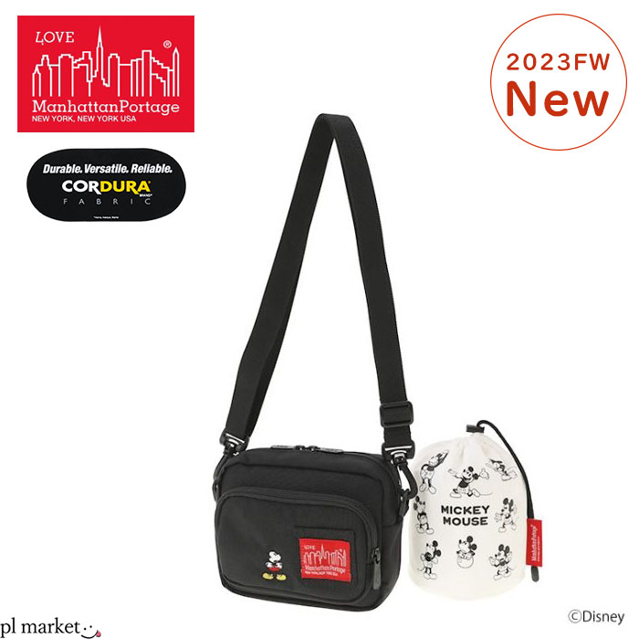 【2023秋冬新作】Manhattan Portage マンハッタンポーテージ ショルダーバッグ The Broome Shoulder Bag Mickey Mouse メンズ レディース ユニセックス オールシーズン ブラック フリーサイズ MP1496MIC23