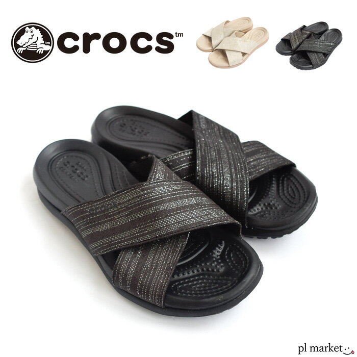 正規取扱店  クロックス crocs サンダル Capri Shimmer xband Sandal w カプリ シマー エックス バンド サンダル レディース 春 夏 白 ホワイト 黒 ブラック 21cm 22cm 204908