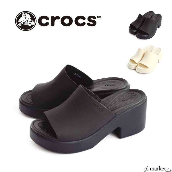 正規取扱店【2024春夏新作/5%OFF】Crocs クロックス サンダル BROOKLYN SLIDE HEEL ブルックリン スライド ヒール レディース 厚底 春 夏 秋 22cm-26cm ブラック スタッコ 209408