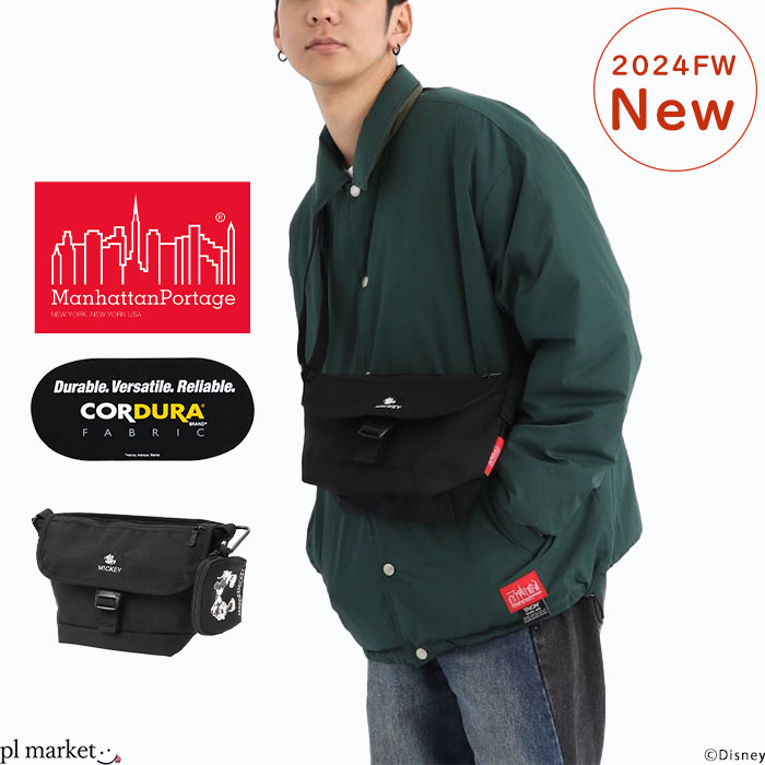 【ポイント3倍】Manhattan Portage マンハッタンポーテージ ショルダーバッグ ミッキー ディズニー メッセンジャーバッグ Nylon Messenger Bag Flap Zipper Pocket 24 / Mickey メンズ レディース ユニセックス オールシーズン ブラック MP1603FZPMIC24のサムネイル