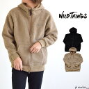 正規取扱店 【10 OFF】WILD THINGS ワイルドシングス FLUFFY BOA ZIP HOODY フラッフィーボア ジップ フーディ 刺繍 メンズ 保温性 防寒 フリース アウタージップパーカー ジャケット フード ボア カジュアルウエア シンプル トップス メンズ WT21234KY