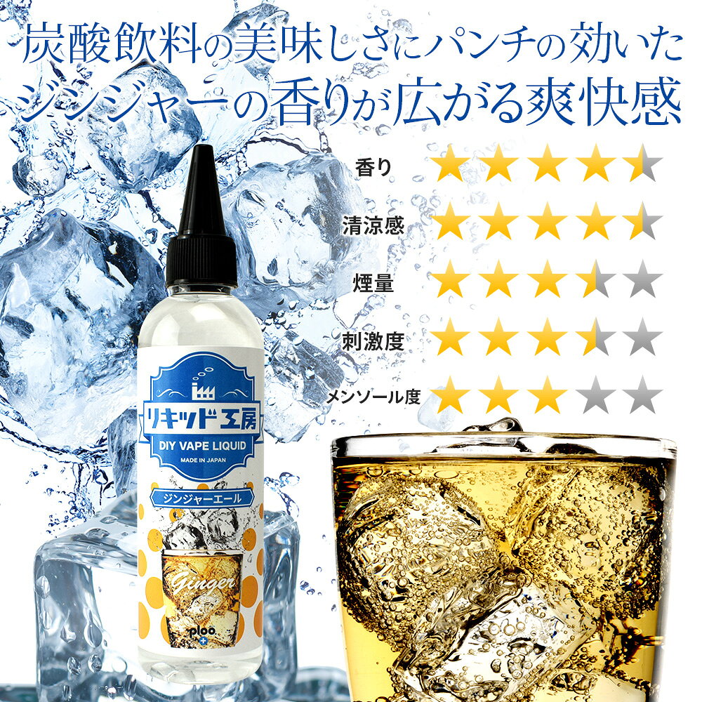 プルプラの電子タバコ リキッド ジンジャーエール 大容量 120ml ビタミン配合 天然素材 強い香り コスパ抜群 メモリ付きボトル 混ぜて使える ニードルボトル 10ml 付き ベースリキッド ギフト ラッピング 対応｜アングル2